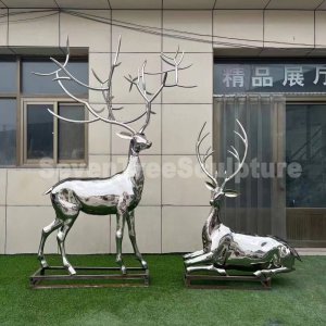 Stainless Steel Large Reindeer Statue For Sale