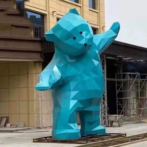 Garden Animal Statue Fiberglass Geometric Shaped Bear For Sale