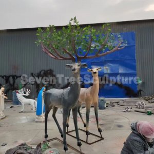 Fiberglass Deer Garden Statue For Sale