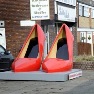 Fiberglass Red High-Heel Shoes Statue For Sale