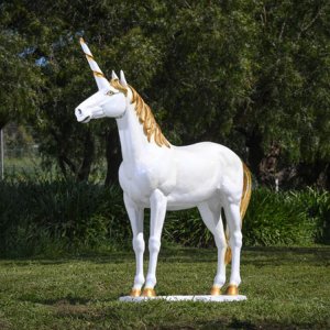 Life Size Fiberglass Unicorn Garden Statue For Sale