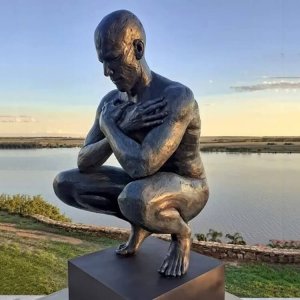 Garden Bronze Male Nude Statue Yoga Sculpture For Sale