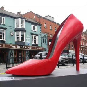 Huge Red High Heel Shoe Fiberglass Sculpture For Sale