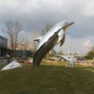 Large Stainless Steel Fountain Dolphin Statue For Sale