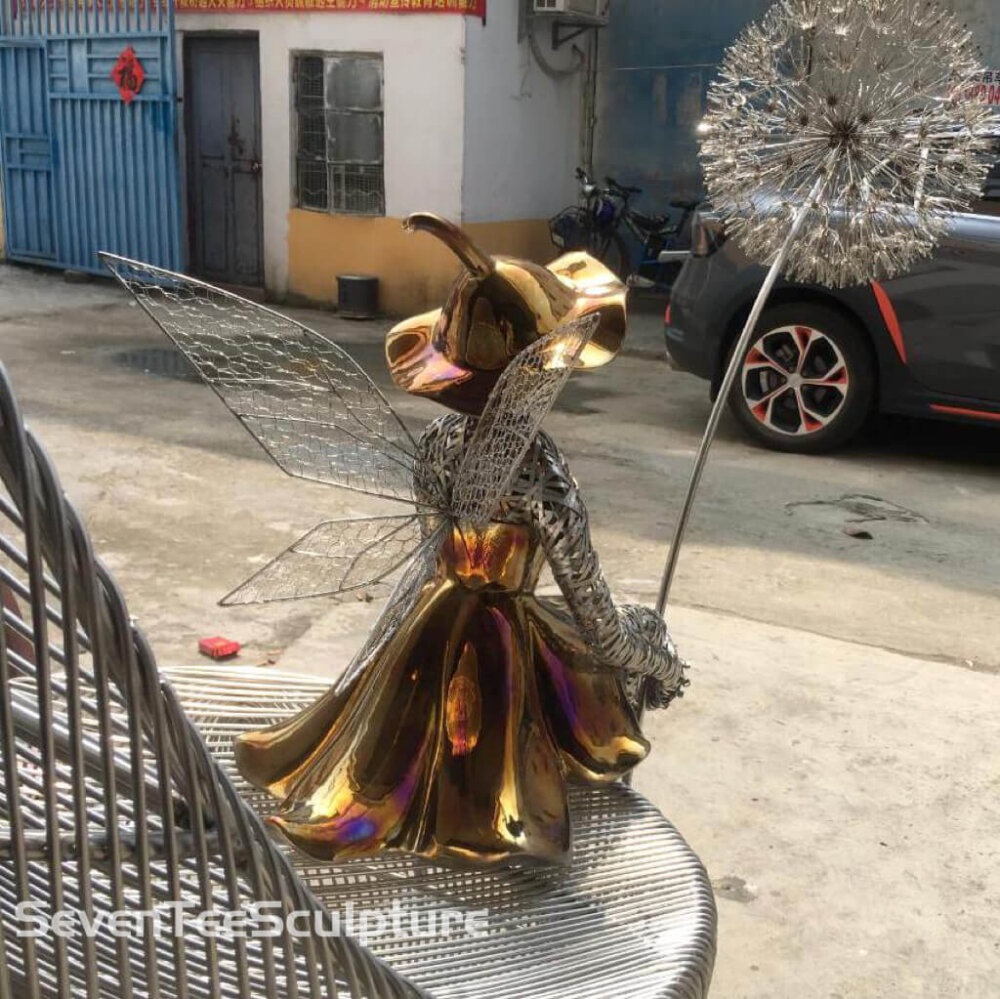 Wire Garden Fairy Sculpture - Image 4