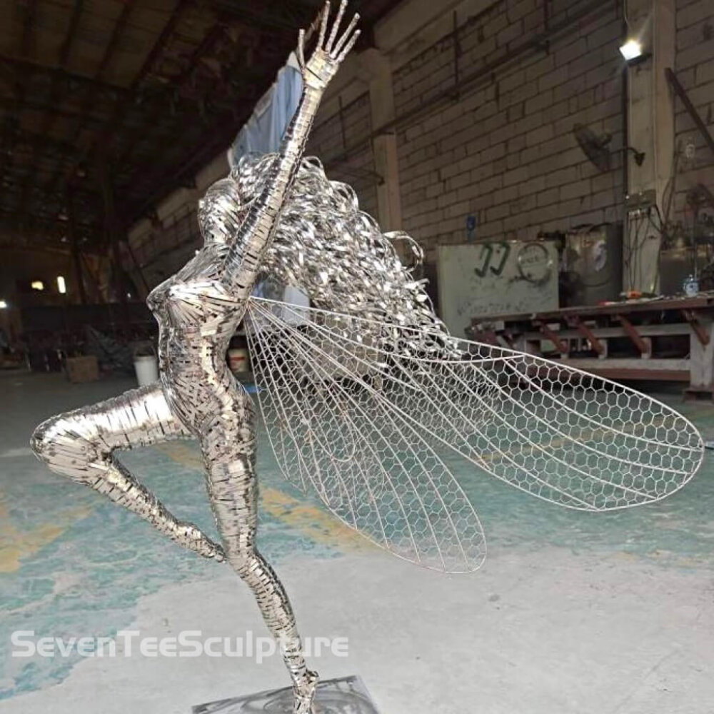 Dancing Fairy Statue Steel Wires Fairy Garden - Image 2