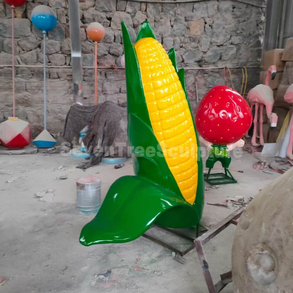 Resin Fiberglass Corn Sculpture
