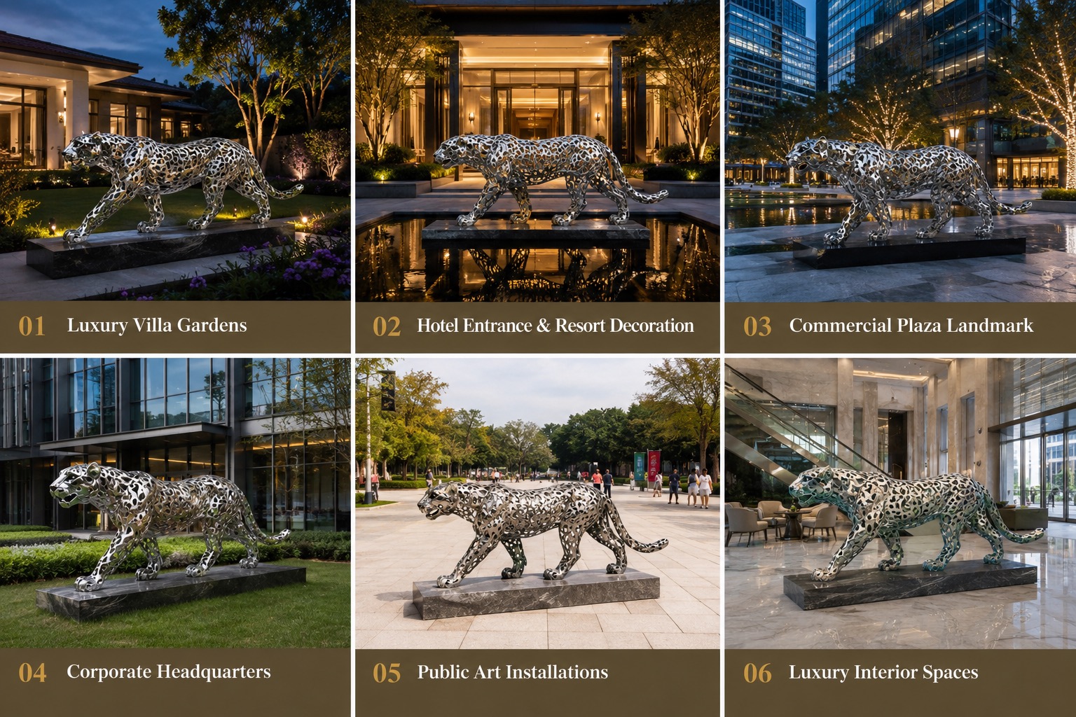 Applications of Stainless Steel Leopard Sculpture