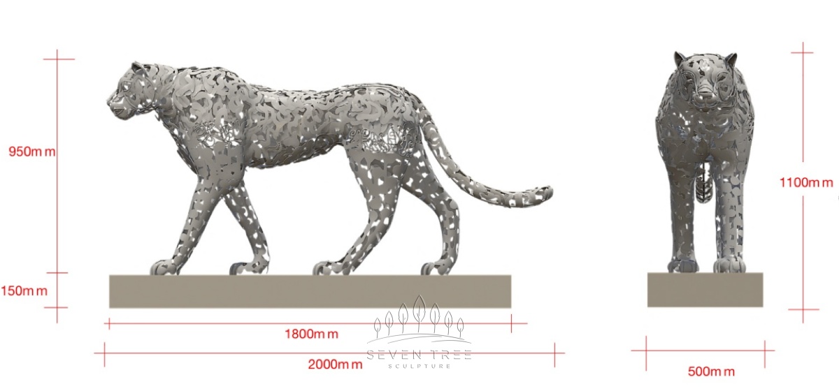 stainless steel leopard sculpture contemporary openwork design