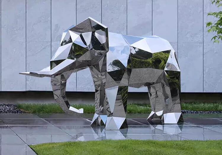 Geometric Stainless Steel Elephant Sculpture For Sale (2)